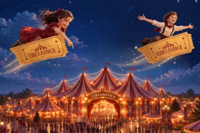 Ilustración promocional de Extraordinarios, el espectáculo de Circlassica para 2026.