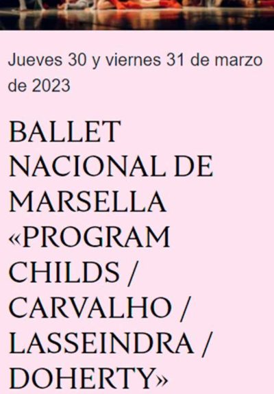 Ballet Nacional de Marsella: Program childs / Carvalho / Lasseindra / Doherty → Teatro Condeduque