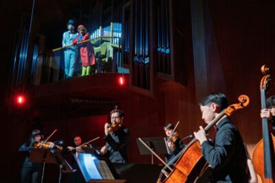 Imagen del elenco y los músicos de Las cuatro clown Estaciones de Vivaldi