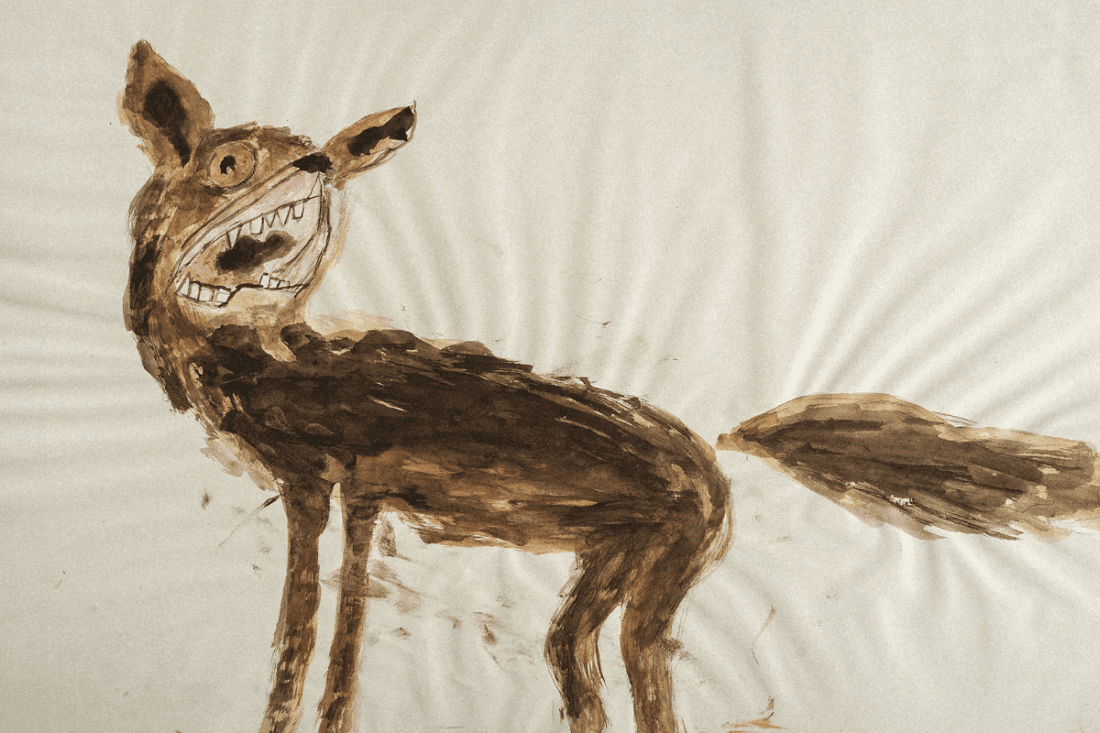 Dibujo de un zorro herido / Dibuix d’una guineu ferida