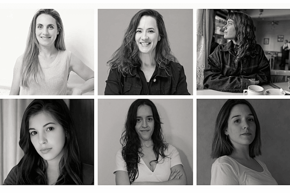 Las seis dramaturgas: Polly Bouquet, Julieta Otero y Laura Sbdar, Florencia Moreira Figueredo, Virginia Rodríguez y Josefina Trías